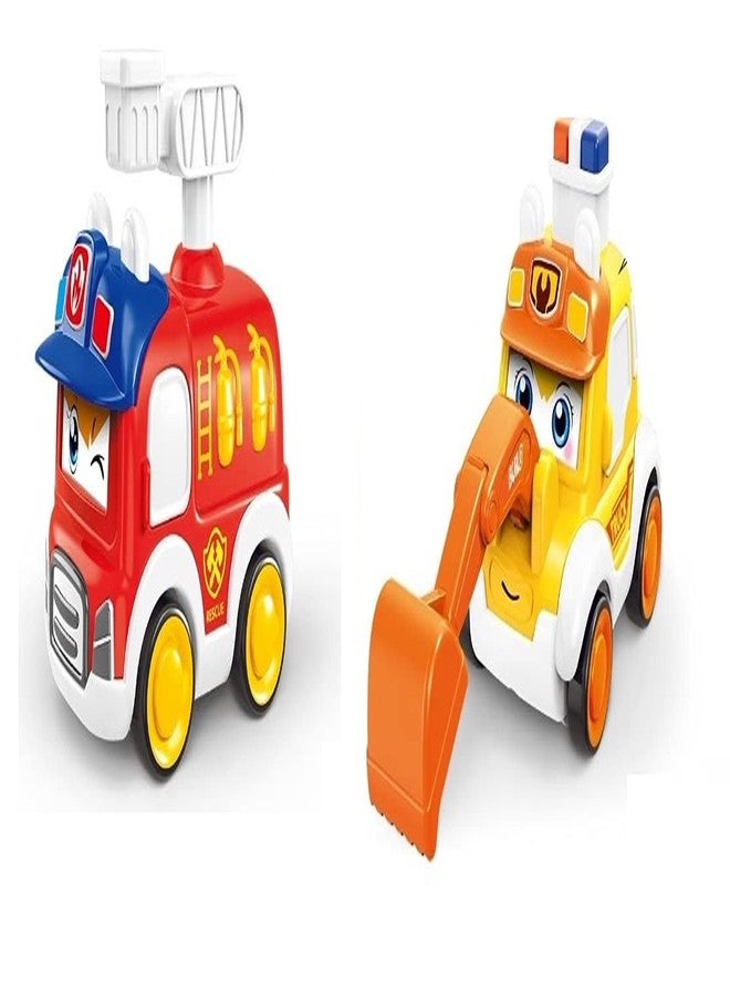 Globular Unbreakable Automobiles Fire Engine with Excavator Truck Push and Go Crawling Smoother and Speedier Toy for Kids Friction Power Cars for 3+ Years Boys Girls - Image 1